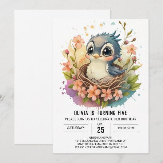 Nest Colibri Vogel Verjaardag Kaart (Voorkant / Achterkant)