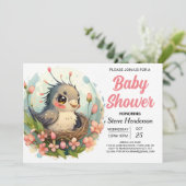Nest Elegant Boho Bird Baby shower Kaart (Staand voorkant)