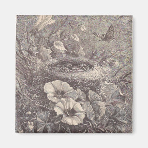 Nest, Flowers en Butterfly Magneet