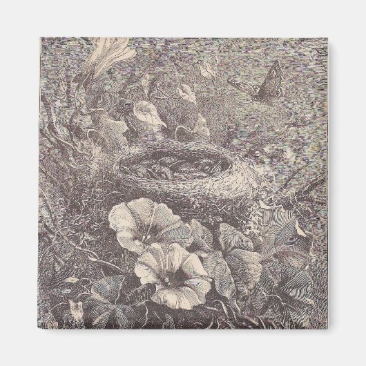 Nest, Flowers en Butterfly Magneet (Voorkant)