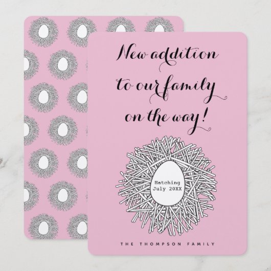 Nest Monogram Baby Girl Zwangerschap Aankondiging (Voorkant / Achterkant)