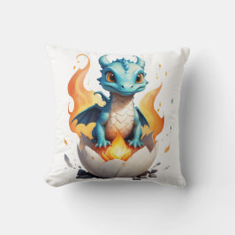 Nest of Fire Hatching Baby Dragon Kussen