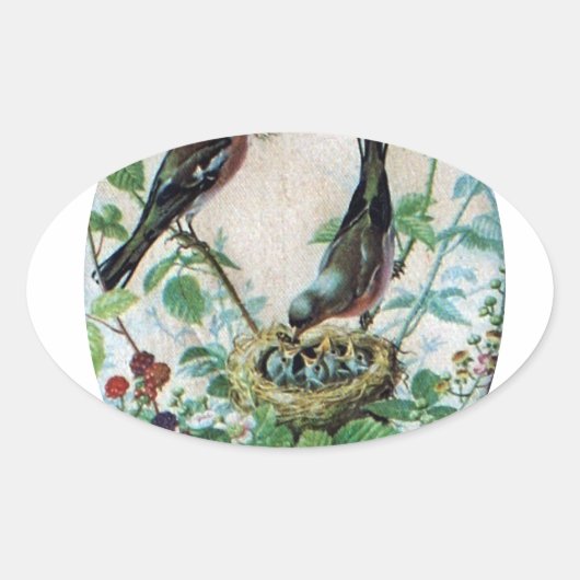 Nest of Joy: Familie's Voedende Jonge Geest Liefde Ovale Sticker (Voorkant)