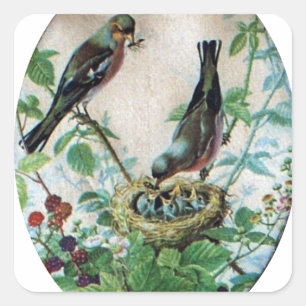 Nest of Joy: Familie's Voedende Jonge Geest Liefde Vierkante Sticker