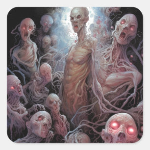 Nest of undode Zombies Horror Art Vierkante Sticker