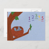 Nest Robin Eggs en Multicolored Numbers Briefkaart (Voorkant / Achterkant)