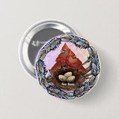 Nest van Kardinalen Ronde Button 5,7 Cm (Voorkant /achterkant)