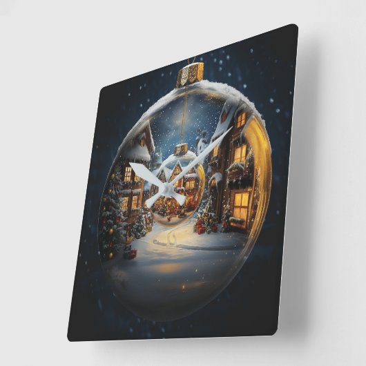 Nested Christmas Ornament Village Clock Vierkante Klok (Hoek)