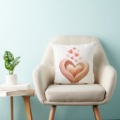 Nested Hearts Throw Pillow Coral Peach Love Decor Kussen (Stoel)