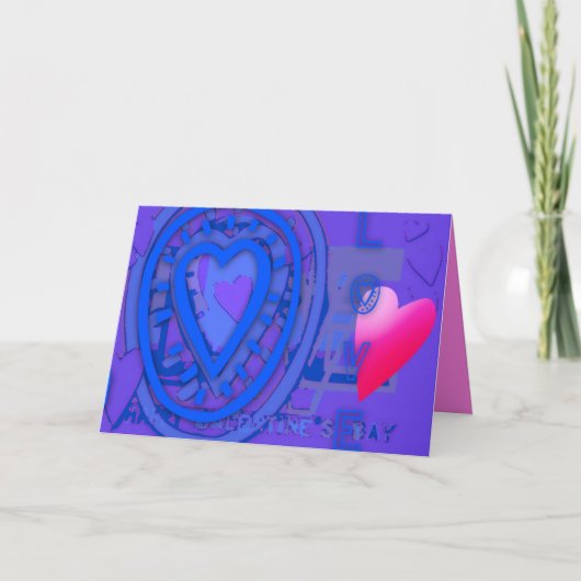 Nested Hearts Valentijnsdag Blue Harmony card Feestdagen Kaart (Voorkant)