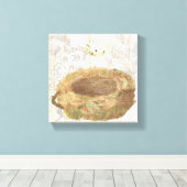 Nesten met gevlekte eieren canvas afdruk (Insitu (Houten vloer))