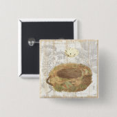 Nesten met gevlekte eieren vierkante button 5,1 cm (Voorkant /achterkant)