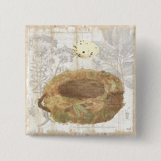 Nesten met gevlekte eieren vierkante button 5,1 cm (Voorkant)