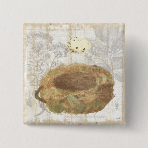 Nesten met gevlekte eieren vierkante button 5,1 cm