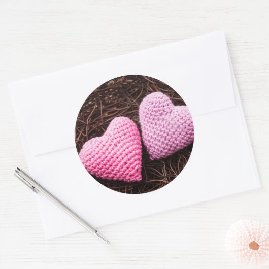 Nesten met hart ronde sticker (Envelop)