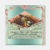  nestende vogelroze blauwgroen schattige elegant magneet (Voorkant)