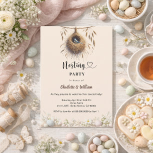Nestfeest vogelnest lente eieren baby shower kaart