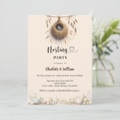 Nestfeest vogelnest lente eieren baby shower kaart (Staand voorkant)