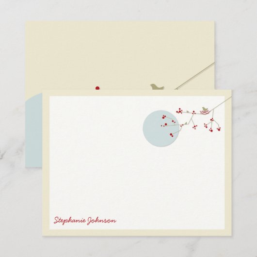 Nesting Bird and Family Baby Dank je briefkaart (Voorkant / Achterkant)