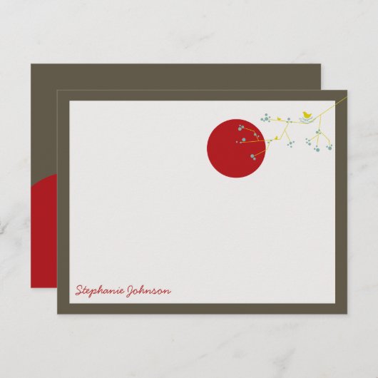 Nesting Bird and Family Baby Dank je briefkaart (Voorkant / Achterkant)