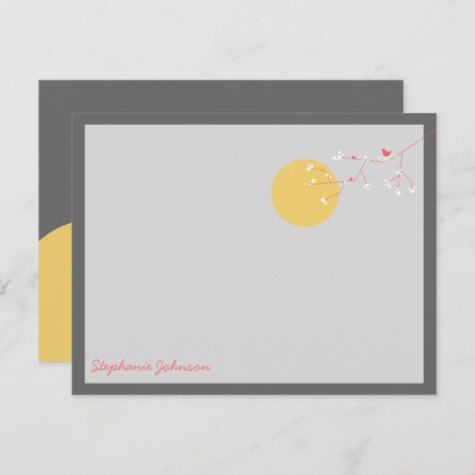 Nesting Bird and Family Baby Dank je briefkaart (Voorkant / Achterkant)