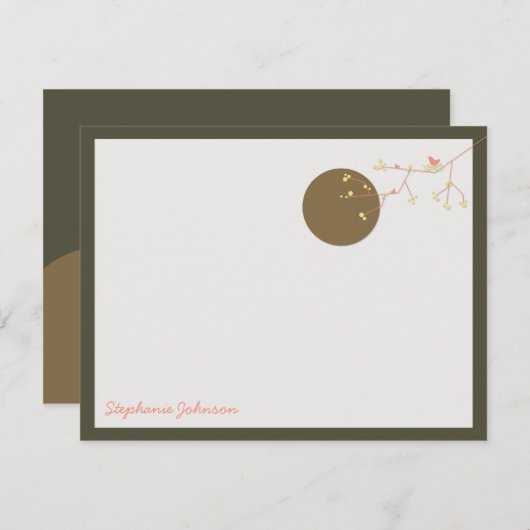 Nesting Bird and Family Baby Dank u, neem nota van Kaart (Voorkant / Achterkant)