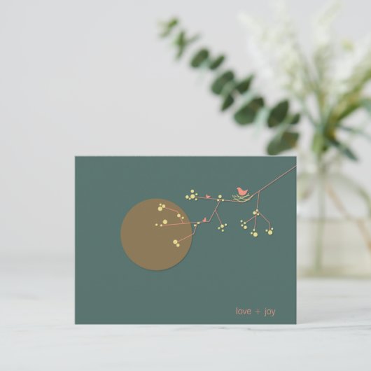 Nesting Bird en familie Baby Dank u Briefkaart (Staand voorkant)