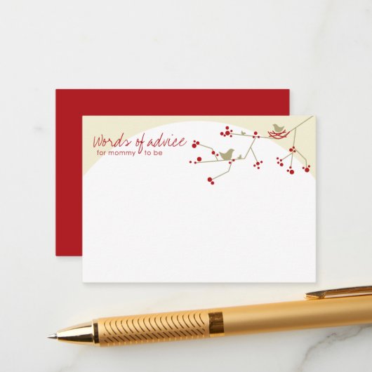 Nesting Bird Family Baby shower Game Advice Kaart (Voorkant / Achterkant in situ)