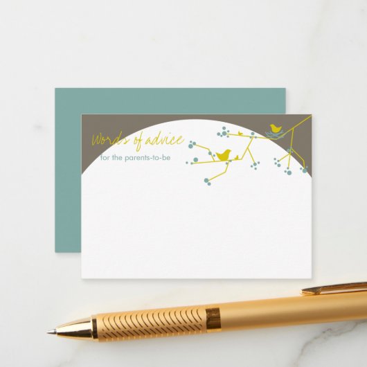 Nesting Bird Family Baby shower Game Advice Kaart (Voorkant / Achterkant in situ)