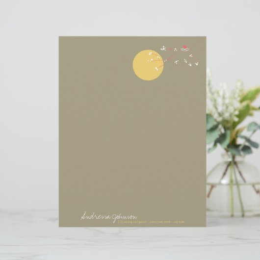 Nesting Bird Family Baby shower Letterhead Briefhoofd Ontwerp (Staand voorkant)