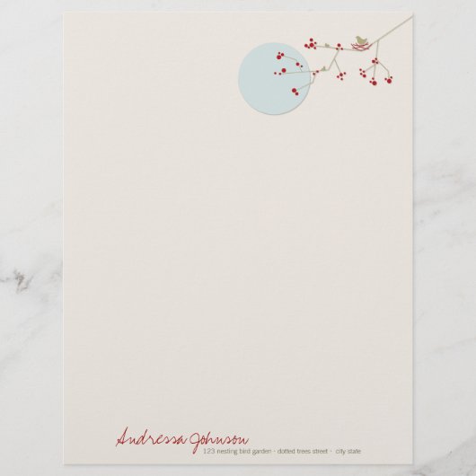 Nesting Bird Family Baby shower Letterhead Custom Briefhoofd (Voorkant)