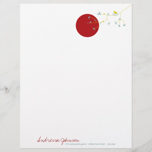 Nesting Bird Family Baby shower Letterhead Custom Briefhoofd (Voorkant)