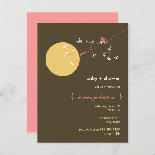 Nesting Bird stamboom grillig Baby shower Uitnodiging Briefkaart (Voorkant / Achterkant)