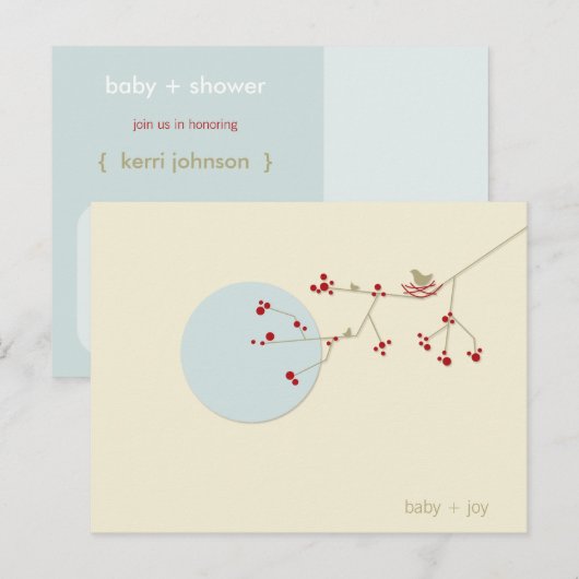 Nesting Bird stamboom grillig Baby shower Uitnodiging Briefkaart (Voorkant / Achterkant)