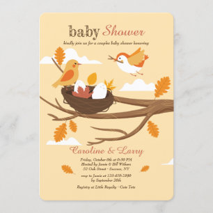 Nesting Birds Baby shower Invitation Kaart