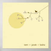 Nesting Birds Family Baby Nursery Art Print (Voorkant)