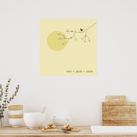 Nesting Birds Family Baby Nursery Art Print (Keuken)