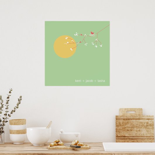 Nesting Birds Family Baby Nursery Art Print (Keuken)