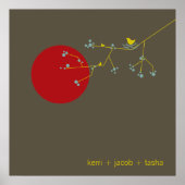 Nesting Birds Family Baby Nursery Art Print (Voorkant)