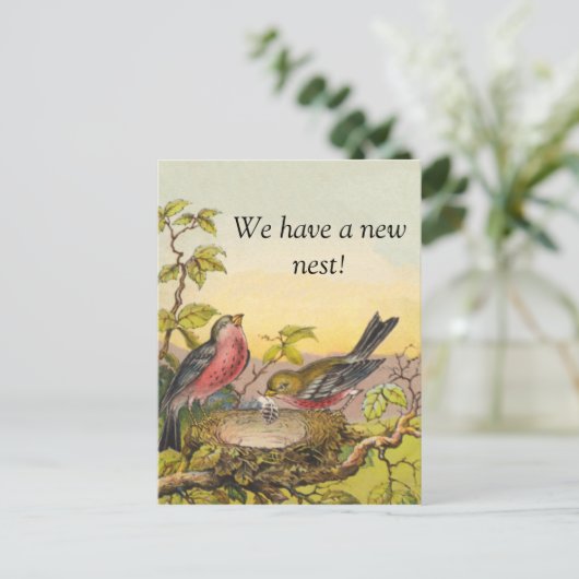 Nesting Birds Nieuw Adres Briefkaart (Staand voorkant)