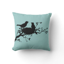 Nesting Birds Silhouette Pillow