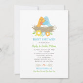 Nesting Birds Spring Baby Boy Shower Blue Oranje Kaart (Voorkant)