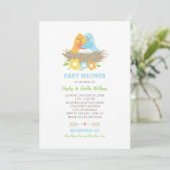 Nesting Birds Spring Baby Boy Shower Blue Oranje Kaart (Staand voorkant)