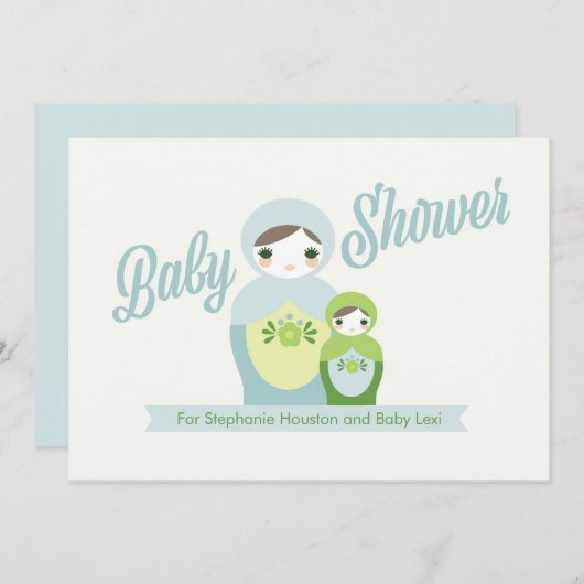 Nesting Doll Baby shower Invitation Kaart (Voorkant / Achterkant)