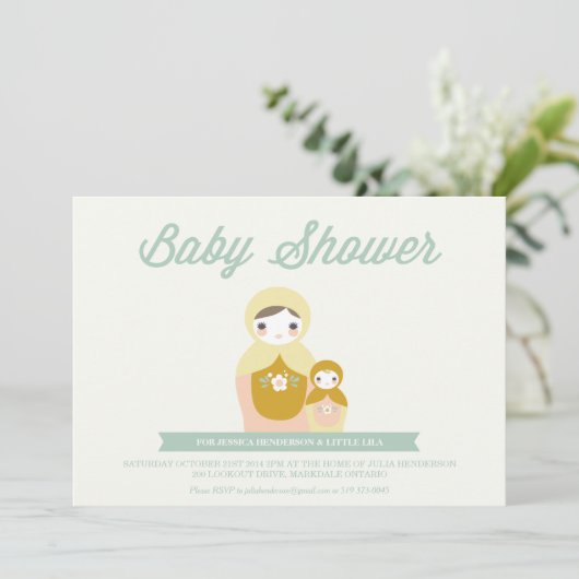 Nesting Doll Baby shower Invitation Kaart (Staand voorkant)