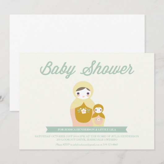 Nesting Doll Baby shower Invitation Kaart (Voorkant / Achterkant)