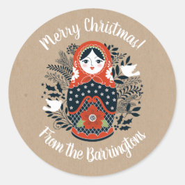 Nesting Doll Kerstmis gepersonaliseerd Ronde Sticker