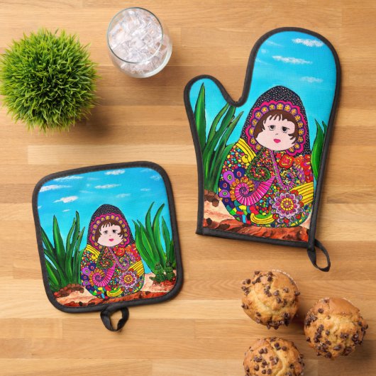 Nesting Doll Ovenwant & Pannenlap Set (Top down)