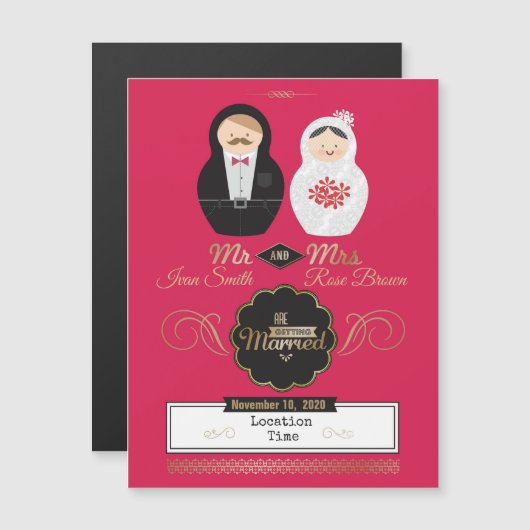 Nesting Dolls Magnetische Uitnodiging (Voorkant / Achterkant)