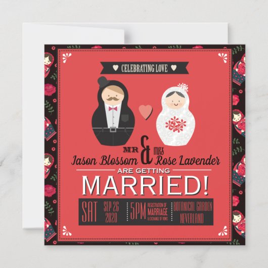 Nesting Dolls Wedding Magnetische Uitnodiging (Voorkant)